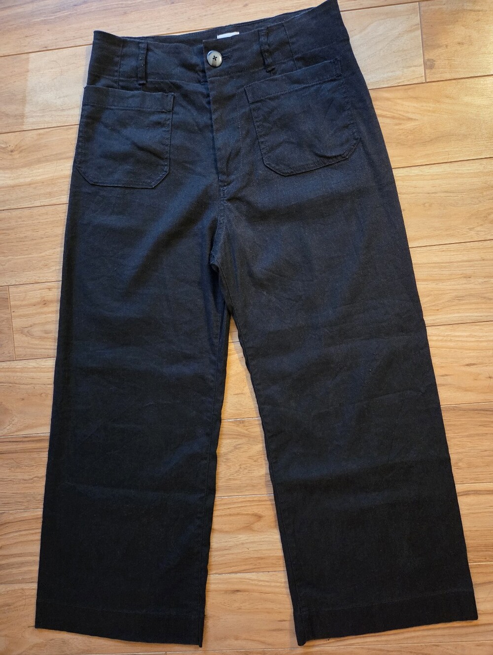 Maeve The Colette Wide Leg Black Viscose Linen Blend Pants 29 - Picture 3 of 11